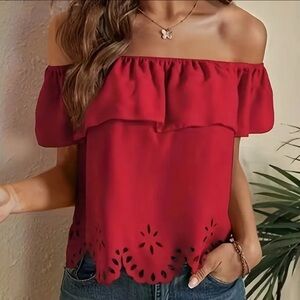 NEW Elegant Off-Shoulder Red Top
Runs small